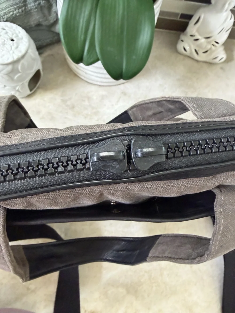 All Saints canvas and leather laptop bag